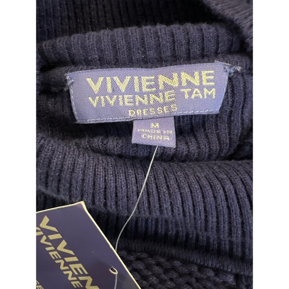 Vivienne Tam Dresses Purple Indigo Knit Shawl Sweater Dress - Picture 8 of 9